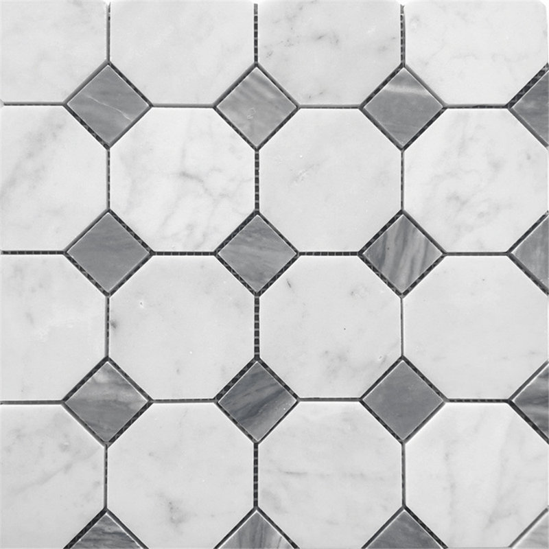 12" x 12" Marble Octagon and Dot Mosaic Wall & Floor Tile
