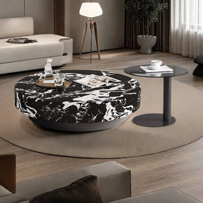 Premium round marble coffee table set