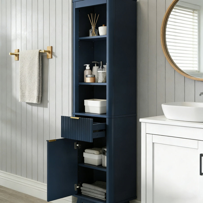 Armoire de rangement pour salle de bain, Bleu