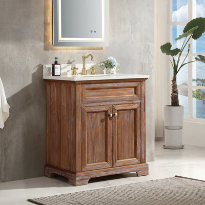 Jadarrien 30'' Single Bathroom Vanity Set With Engineered Culture Stone White Top