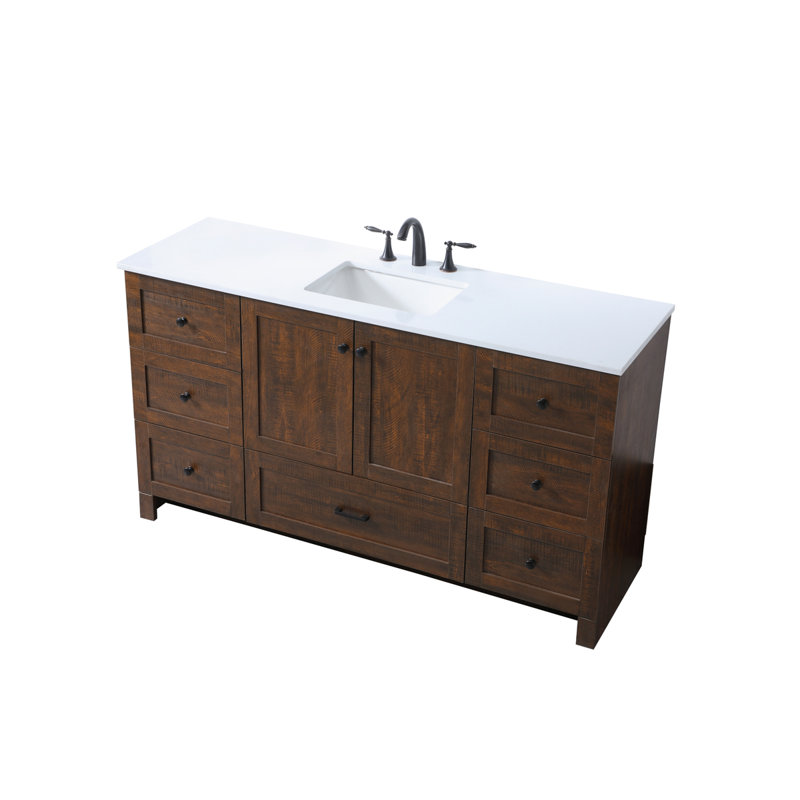 Ensemble de meuble-lavabo simple 60 po avec plateau en marbre Soma, Expresso