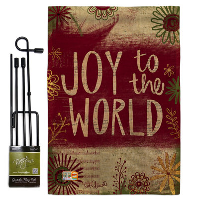 « joy to the world winter wonderland », impression en polyester de 2 côtés 18,5 x 13 po ensemble de drapeau
