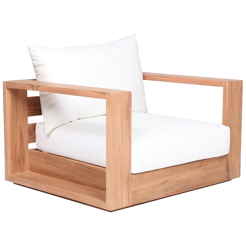 Gazel Teak Patio Chair with Cushions, White