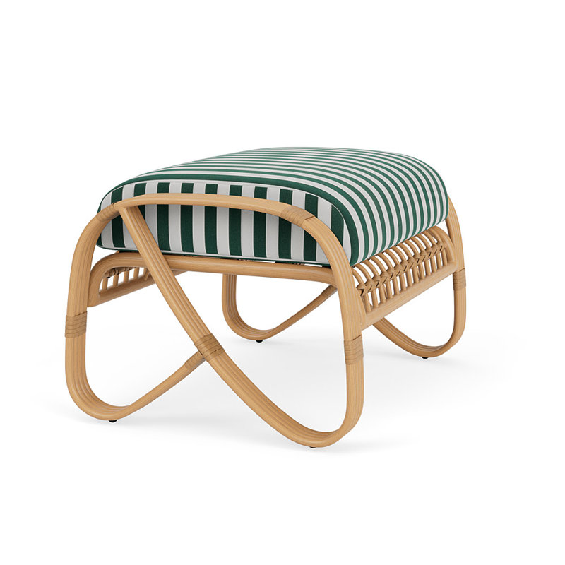 Riviera Outdoor Ottoman, Safari/White Stripe