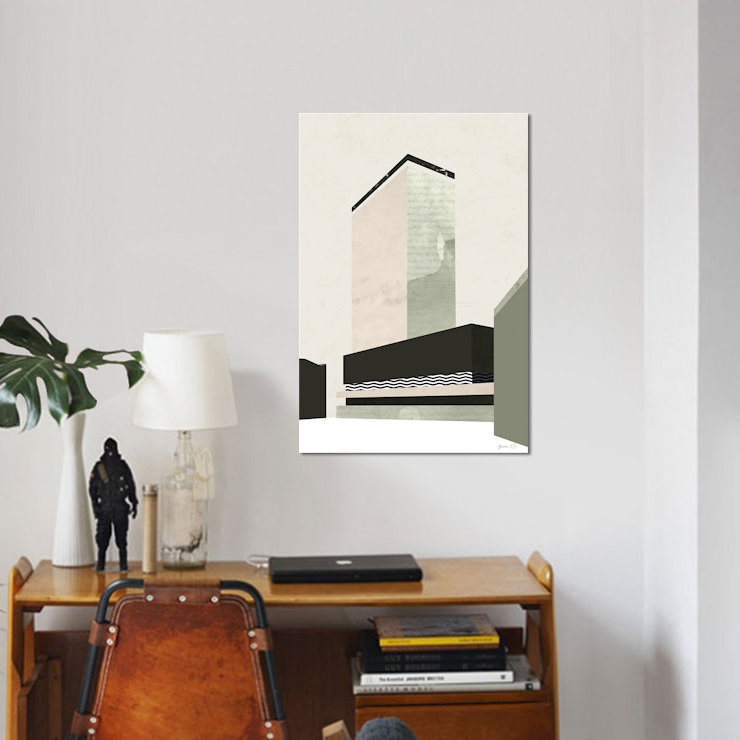 «Extérieur en V», impression sur toile, H 12 po x l 8 po x P 0,75 po, Toile tendue, Pas de tapis