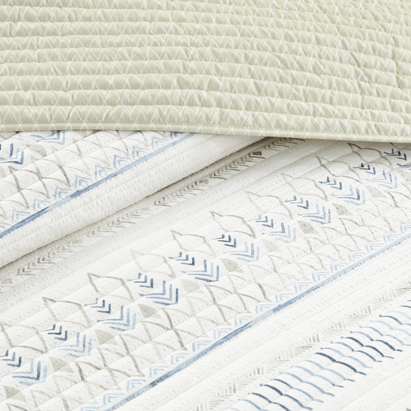Courtepointe réversible en microfibre taupe / bleu, double / grand, avec seersucker charm taupe / bleu, double / grand pour la décoration intérieure
