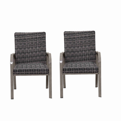Chaise de salle à manger d'extérieur 2 pièces, structure peinte à la main, siège en coton lavé à l'eau pour le jardin, la cour et la piscine