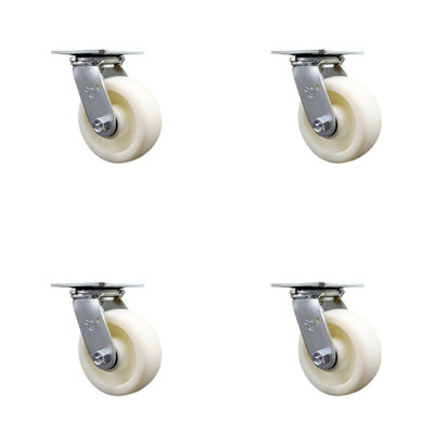 5 Inch Stainless Steel Nylon Swivel Caster Set with Roll Bearing and Swivel Lock