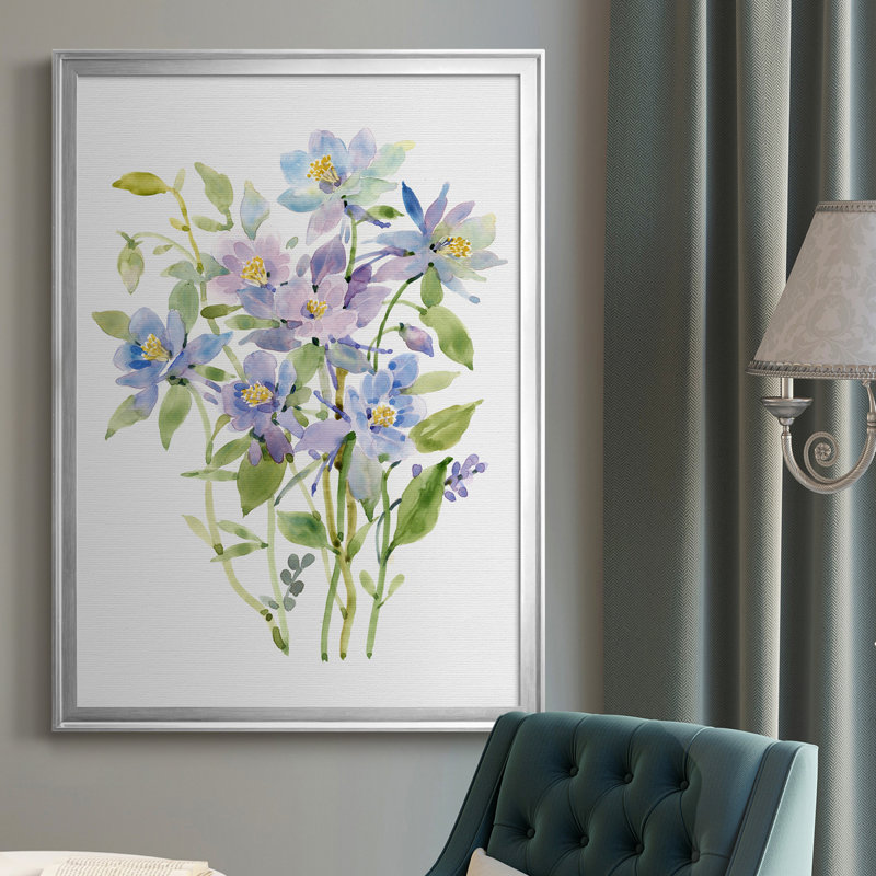 Toile encadrée de qualité supérieure Columbine Spray II - prête à être accrochée, H 30,5 po x l 22,5 po x P 1 po, Argent
