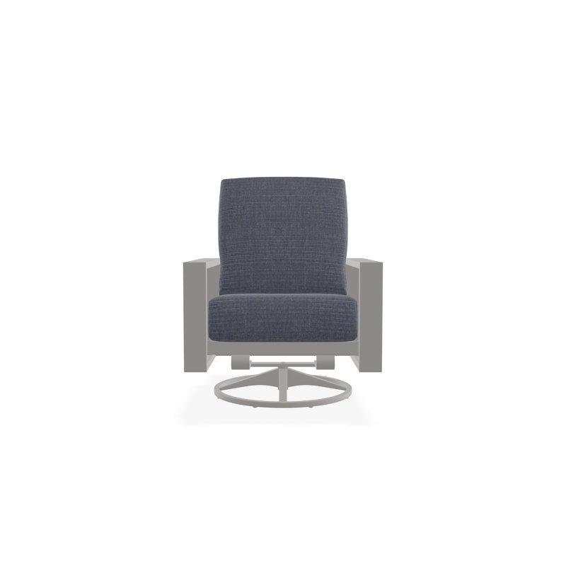 Chaise berçante pivotante Larssen, Gris chaleureux, Denim prouvé