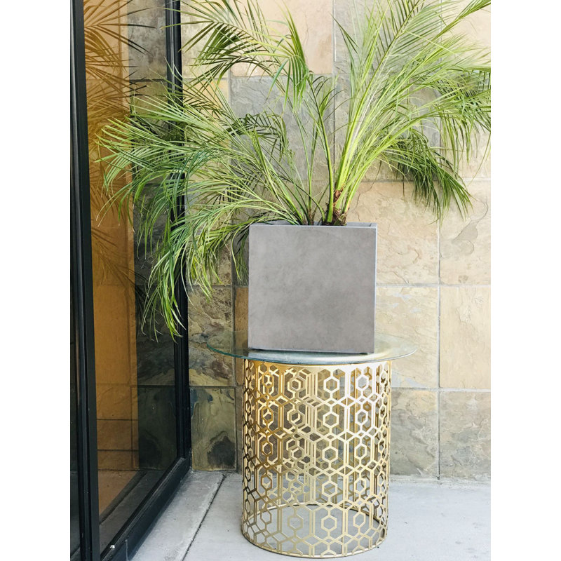 Planter, Weathered Concrete, 16" H x 16" W x 16" D