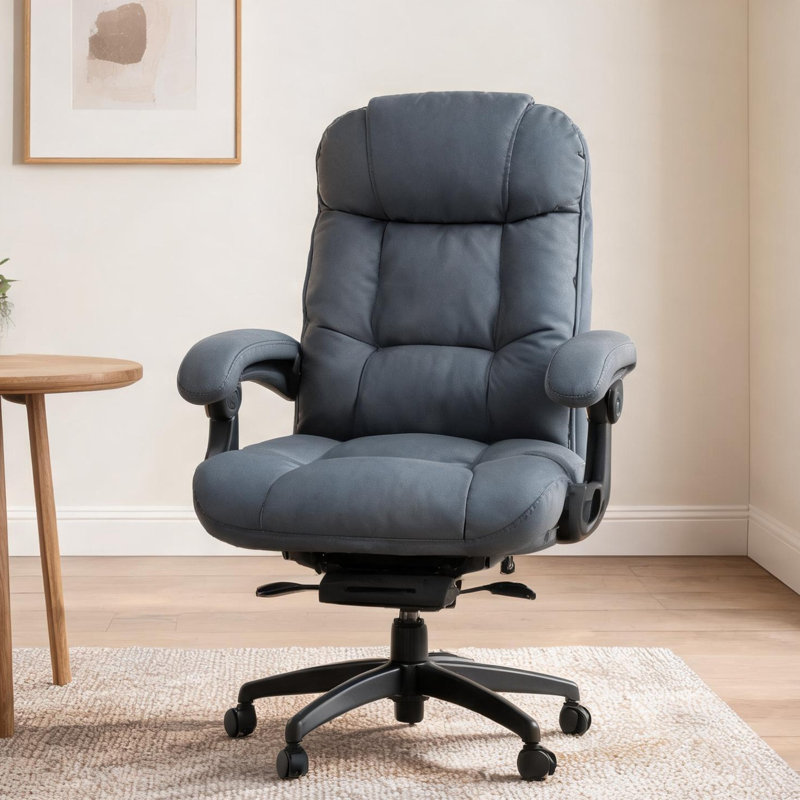 Fauteuil de bureau massant avec inclinaison à 135°, revêtement en microfibre grise, structure en acier, hauteur réglable