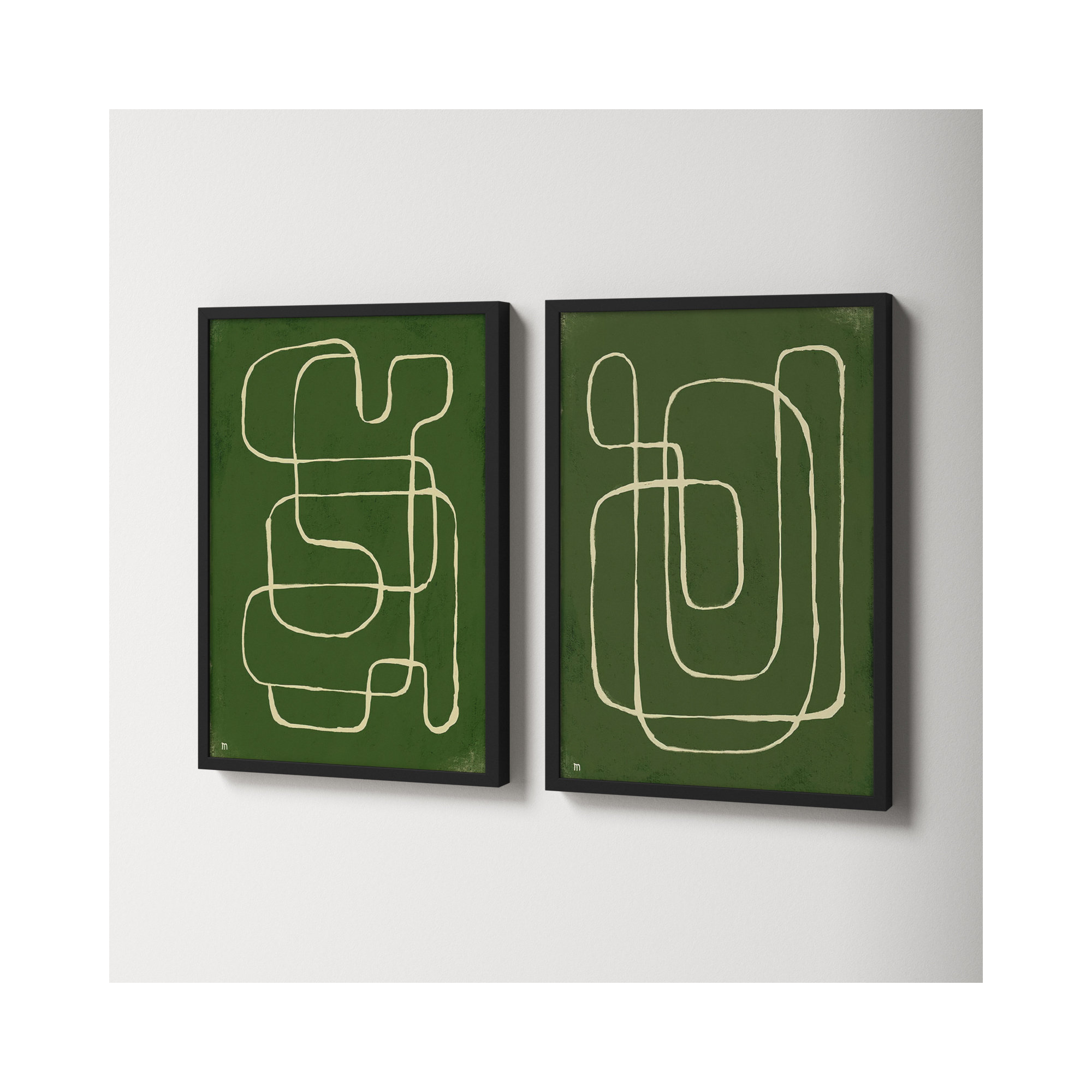 Line Works by StudioM, 25" H x 35" W x 1.25" D, Black Framed Paper