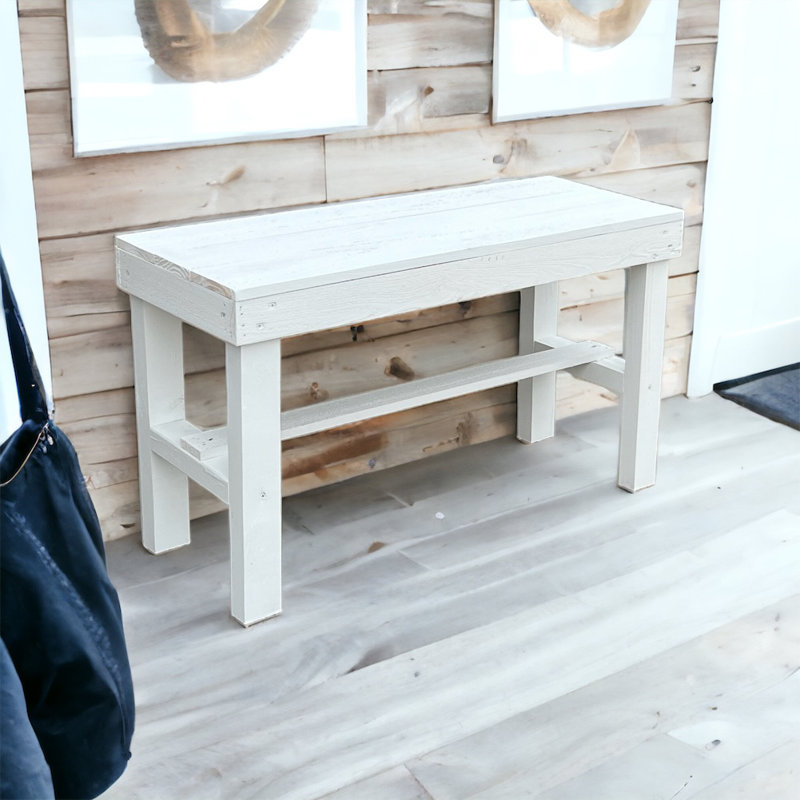 Banc de maison de campagne de style campagnard Janney, Blanc, H 19,5 po x l 35 po x P 12,5 po