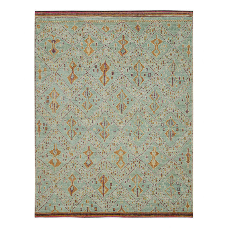 Moroccan Hand Knotted Geometric Area Rug, Rectangle 6' x 8'