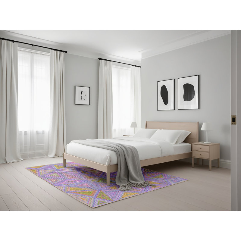 Tapis décoratif rose géométrique Schoenfeld, Rectangle 5 pi x 7 pi