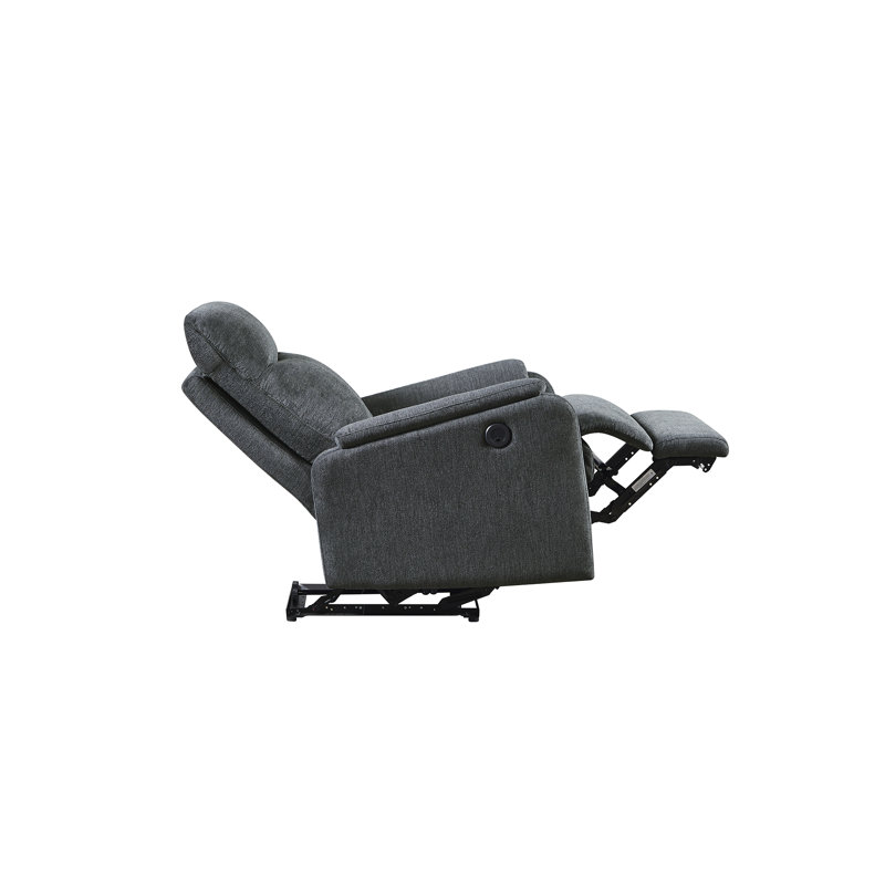 Upholstered Recliner, Dark Gray Polyester Blend