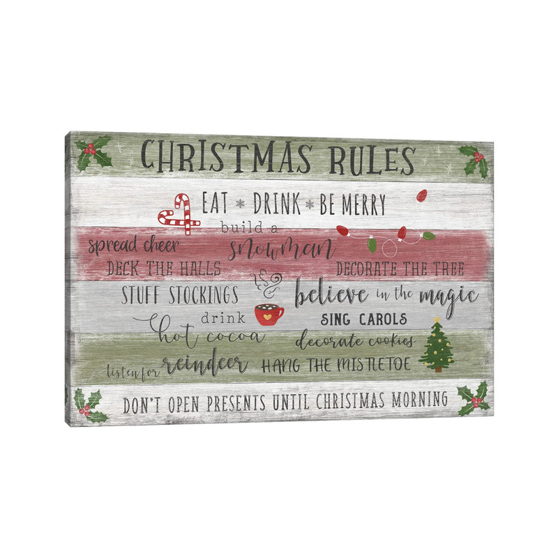 Christmas Rules by Natalie Carpentieri - Wrapped Canvas Print, 101.6 cm H x 66.04 cm W x 3.175 cm D