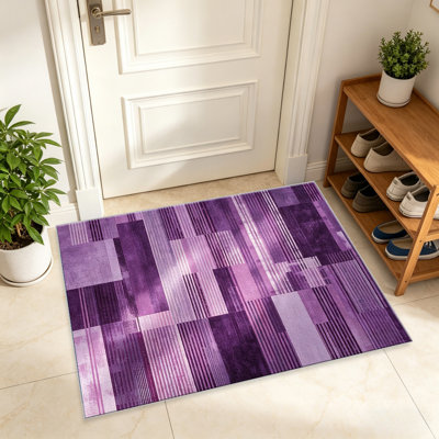 Purple Patchwork   area rugs for Living Room, Soft and Comfortable, Suitable for all seasons, easy to maintain, machine washable Indoor floor mat, Under Table Farmhouse suitable for Bedroom, Dining Room, Study,  Balcony, Home Decor Patio