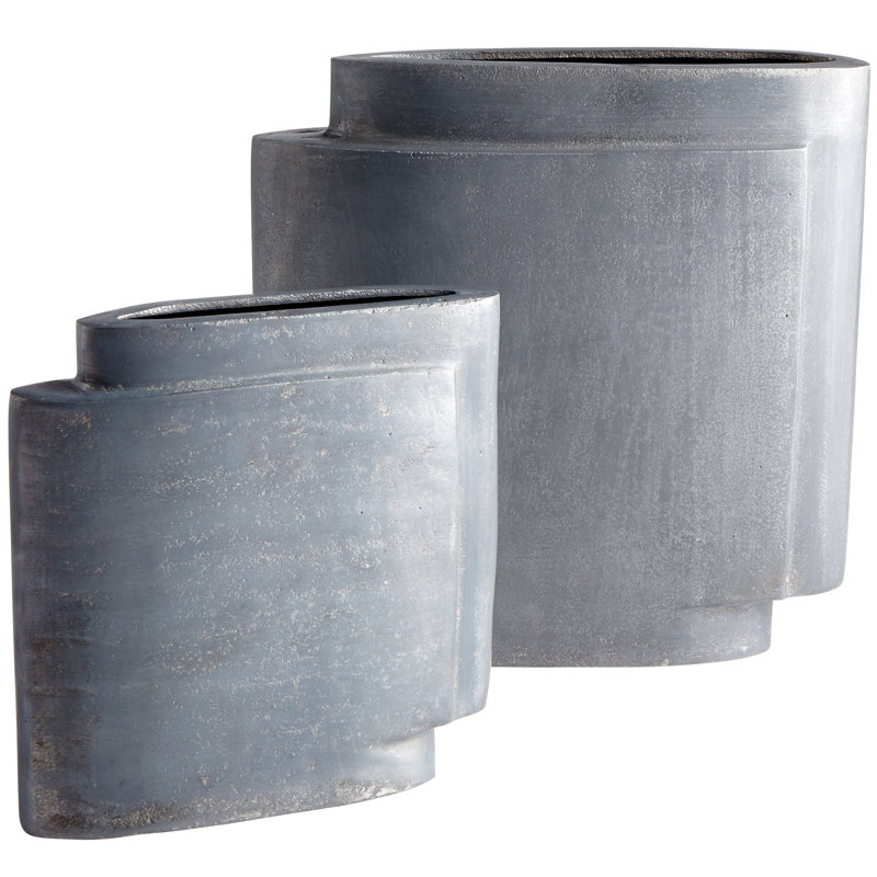 Gray Aluminum Contemporary Stair-Step Vase