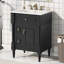 Meuble-lavabo autoportant de 24 po avec lavabo, tiroir rabattable, tablette réglable et structure en bois d'hévéa durable-1058737580