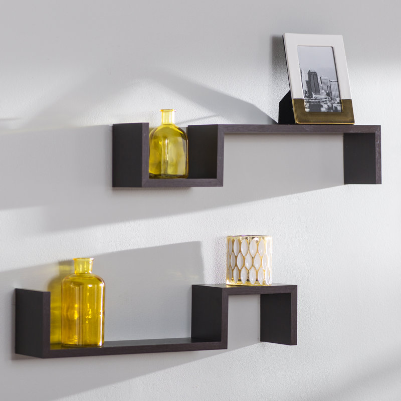 Taylorsville Asymmetrical Floating Shelves , Espresso