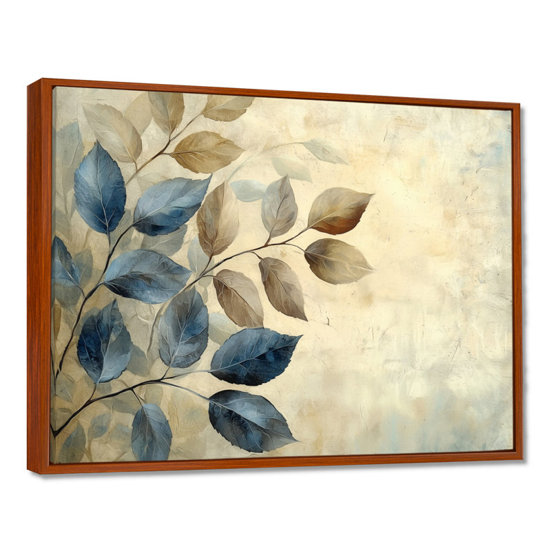 Sépia délavé II - feuilles, art mural, H 16 po x l 32 po, Impression encadrée flottante, Brun