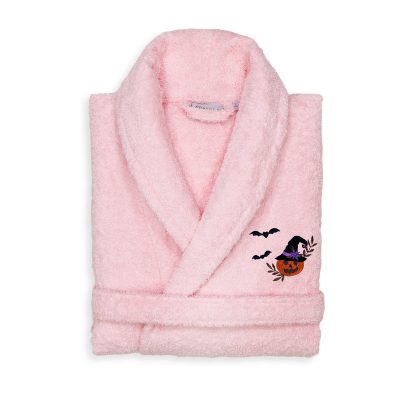 Peignoir 100% lin turque unisexe The Holiday Aisle® - Tête de citrouille, S / M, Rose