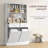 Kitchen Pantry Storage Cabinet With Charging Station, 2 Tilt Out Trash Cabinets And Microwave Stand, Freestanding Kitchen Hutch With Glass Doors And Adjustable Shelf-17186619