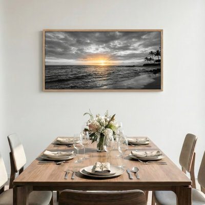 Coucher de soleil sur la plage, reproduction d'art sur toile encadrée de 1 pi 48 po x 24 po