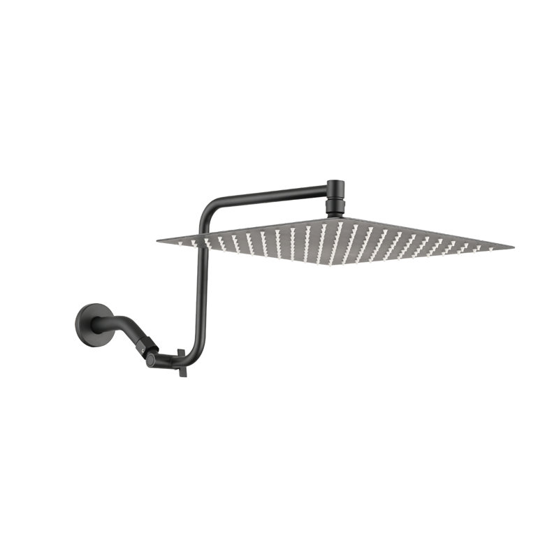 Pomme de douche 12 po avec bras d'extension réglable en acier inoxydable - 12 po