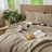 MooMee Lightweight Quilt Set 100% Washed Cotton Linen-Like Stripe Stitch Breathable All-season -114492293-114492298