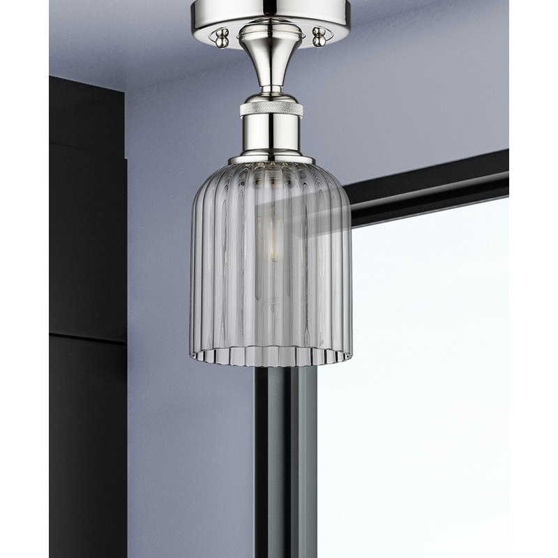 Edison - Adriena - Plafonnier semi-encastré 5 "1 lumière, Chrome poli, Gris fumée
