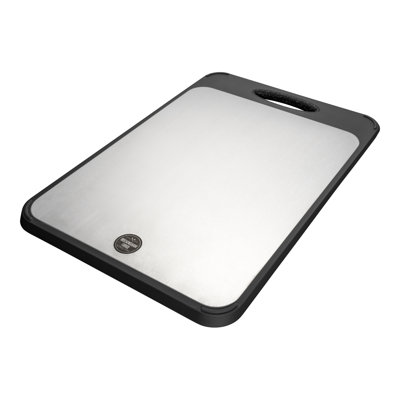Rockingham Forge Double Sided Chopping Board, Black Granite Effect Plastic and Stainless Steel, 40 x 27cm