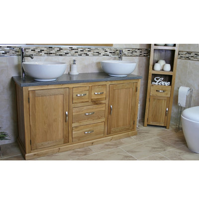 Shayna 1430mm Double Bathroom Vanity with Vessel Ceramic Basin