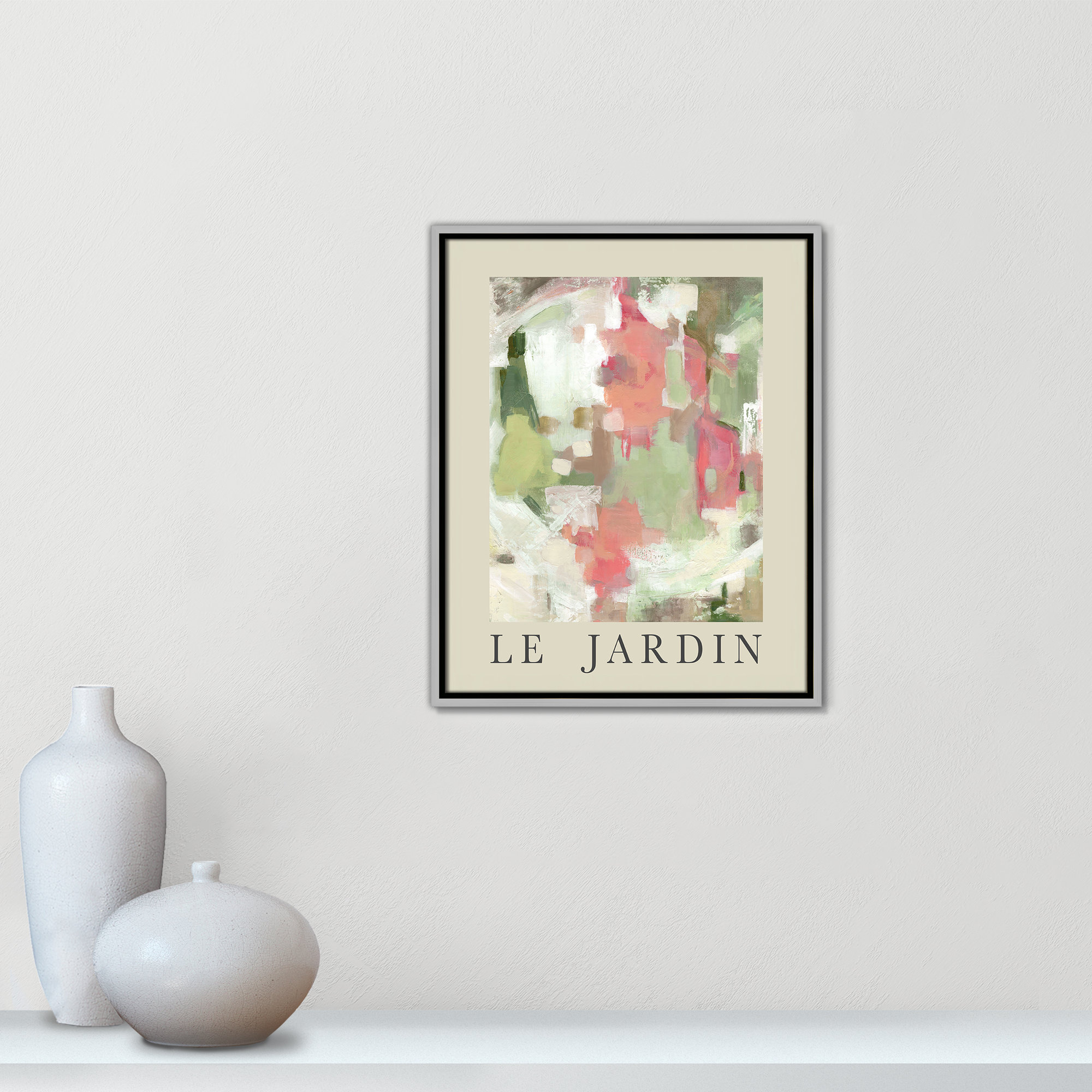 Botanical Poster Collection " Le Jardin " by Carol Robinson, 21.5" H x 17.5" W x 2" D, Silver Floater Frame, No