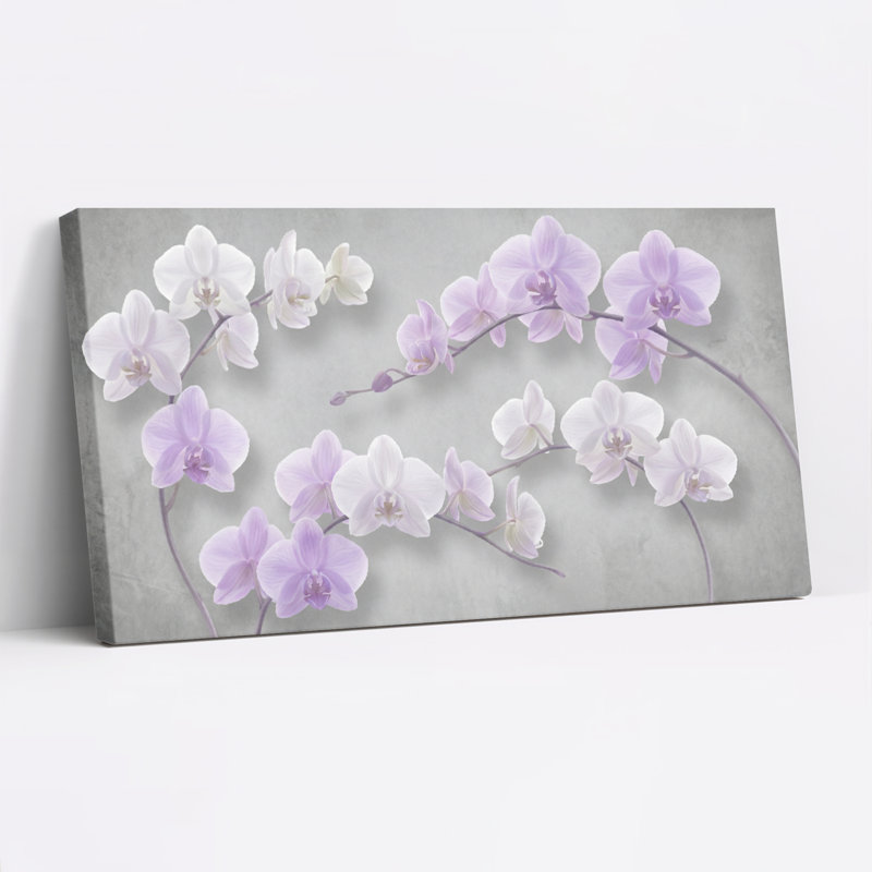 Ensemble de 1 tableau sur toile à motif floral d'orchidées, H 16 po x l 32 po