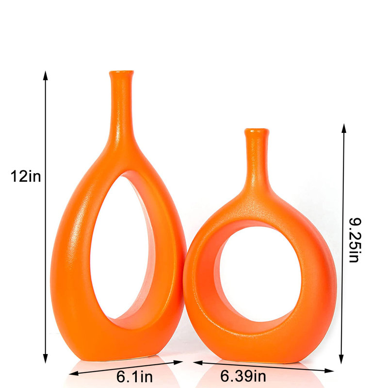 Dinges Handmade Ceramic / Porcelain Table Vase, Orange