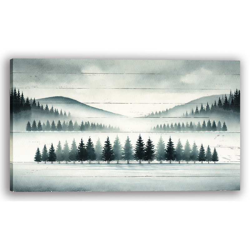 «Silent Snowfall - Serene Winter Forest», art mural sur toile, H 24 po x l 42 po