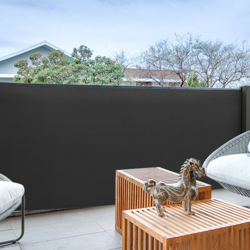 Sol 27 Outdoor 300cm W x 12cm D Fabric Cover Motorised Retractable Side Awning, Dark Grey