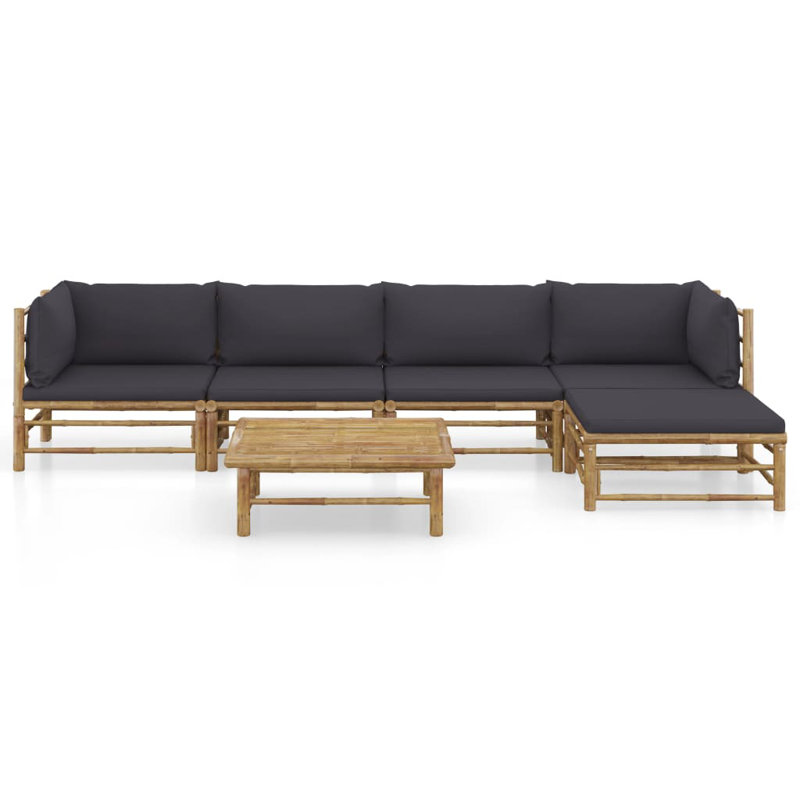 Goble 6 Piece Lounge Chair with Cushions, Dark Gray