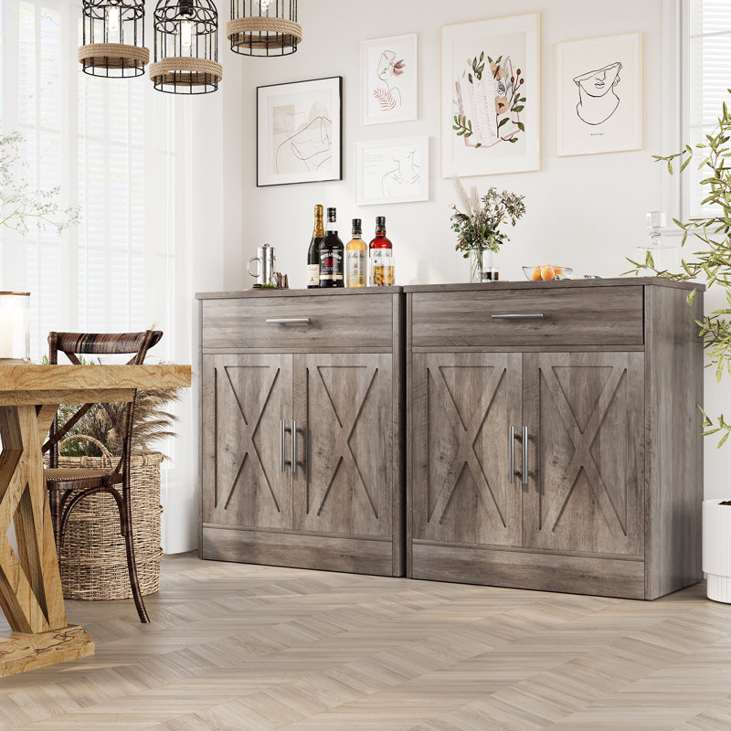 Buffet 31,9 "avec 2 portes et 1 tiroir Leawood, Gris ivoire