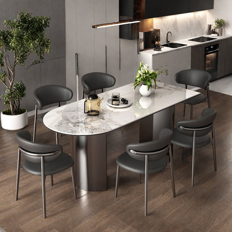 Table de salle à manger semi-ronde de luxe à usage domestique, H 29,52 po x L 55,11 po x l 31,49 po