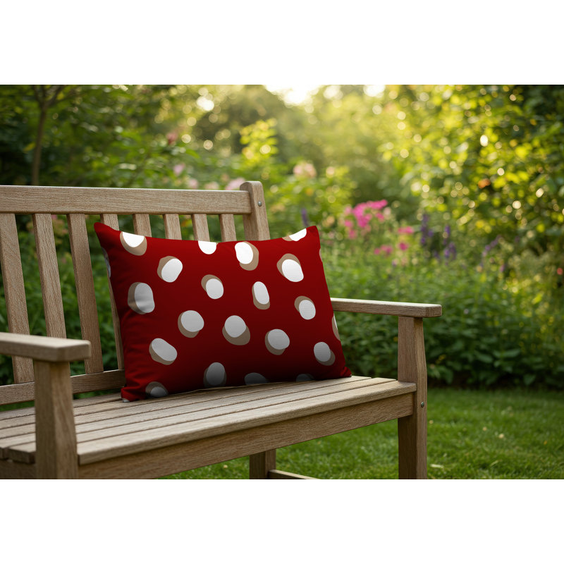 Oreiller réversible intérieur / extérieur Jayi Spots, 25 x 18, Rouge