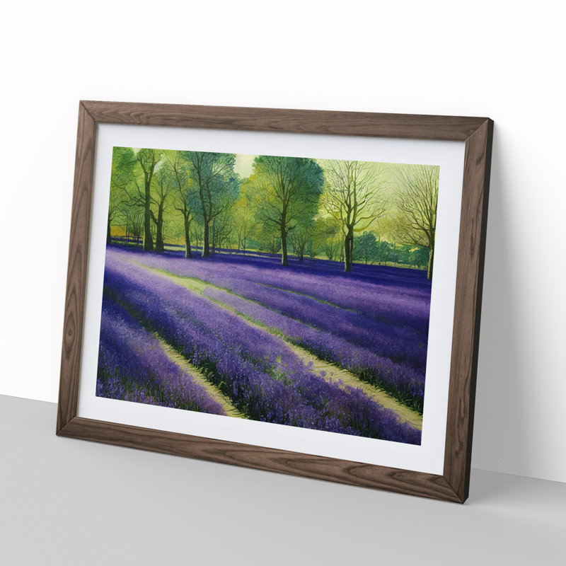 Bluebell Field Watercolour Vol.3 1 Piece Single Picture Frame Wall Art, 25cm H x 34cm W x 2cm D, Walnut Framed