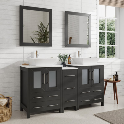  Ensemble de meuble-lavabo double 60 "avec miroir 60"