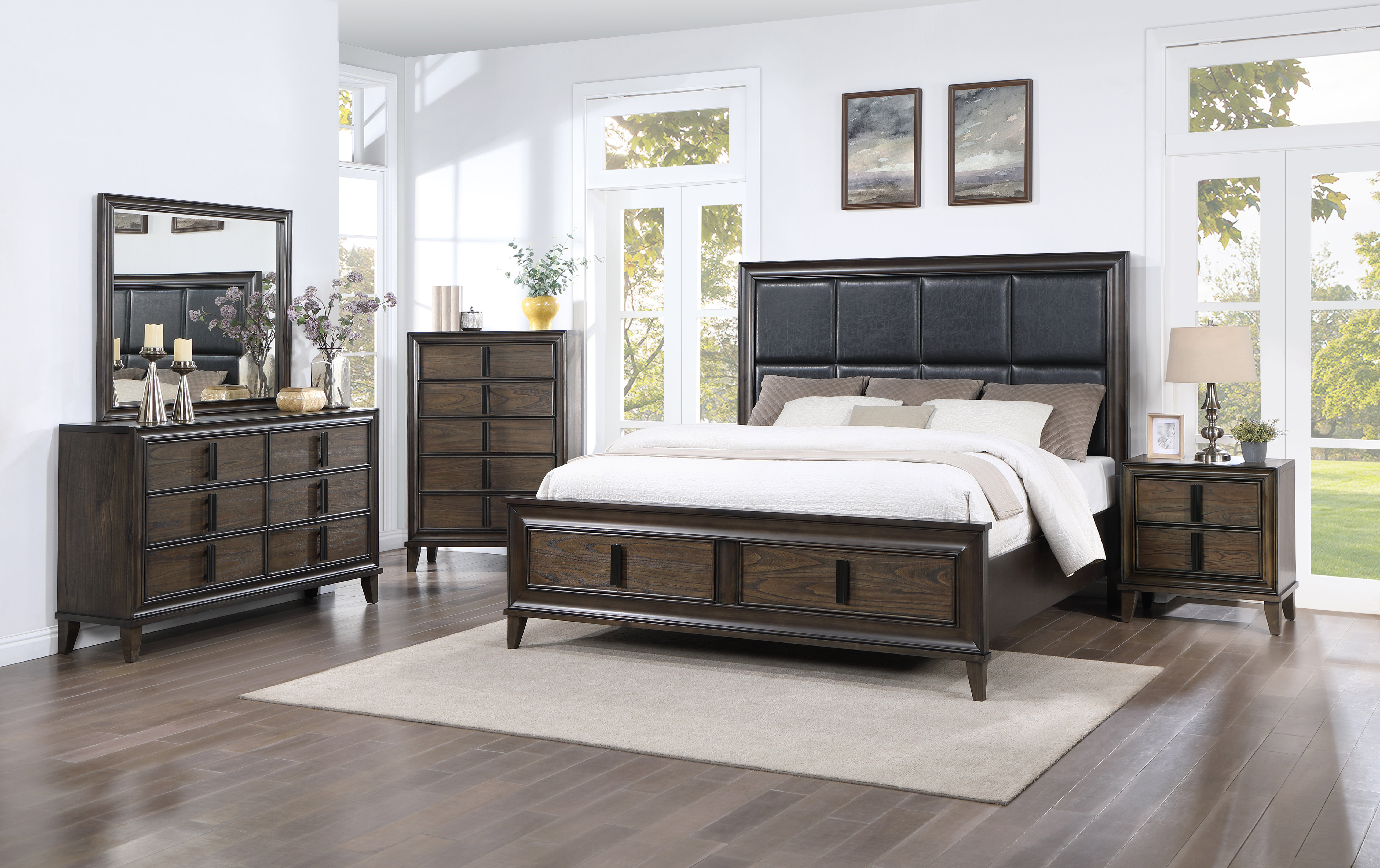 Porter Rustic Brown 7 Pc. Dresser, Mirror, Chest, Queen Sleigh Bed With 2  Storage Drawers, Nightstand