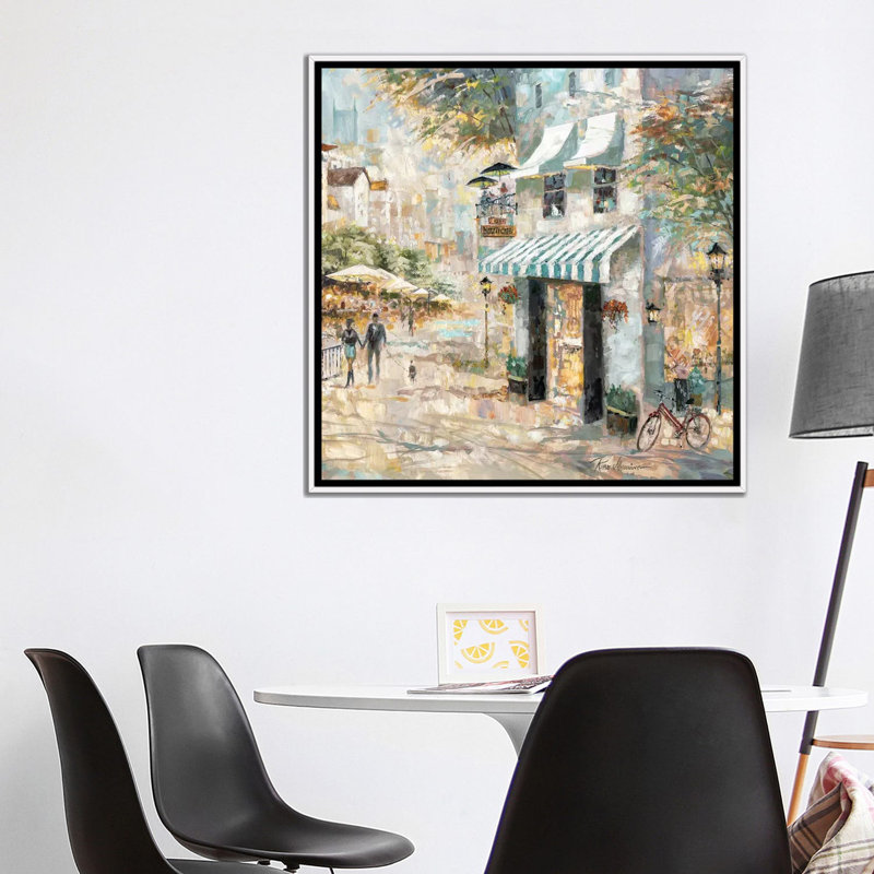 Rooftop Café Detail II, 37" H x 37" W x 1.5" D, White Framed, No Matte