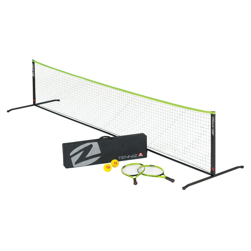 Zume Games Tenniz Portable Tennis Set with Net, 2 Rackets, Foam Balls & Carrying Case