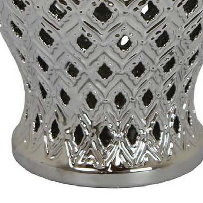 Pot en porcelaine Charito, Argent, H 18 po x l 10,25 po x P 10,25 po